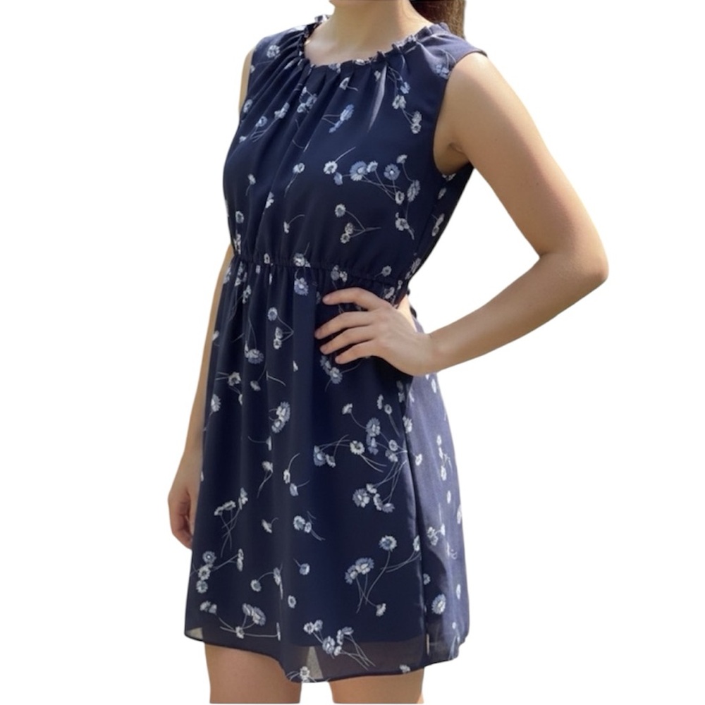 Lc Lauren Conrad Navy Floral Midi Dress